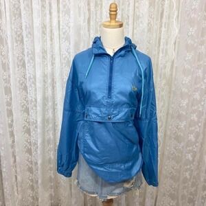 Vintage Izod Lacoste Blue Pullover Nylon‎ Rain Jacket Windbreaker Long Sleeve L
